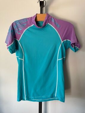 BARE Rash Guard Sun Protection Sun Guard Short Sleeve Turquoise Purple Medium